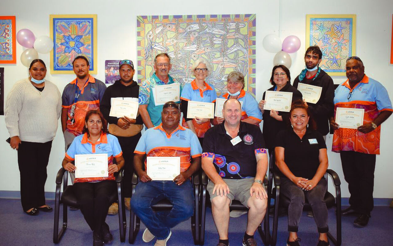 <i>SafeTALK workshop attendees at Yadu Aboriginal Health Service, Ceduna SA</i>