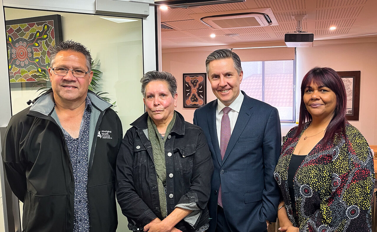 <i>Pictured: AHCSA CEO Shane Mohor, AHCSA Board member Polly Sumner Dodd, Hon. Mark Butler MP, AHCSA Board Chair Wilhelmine Lieberwirth.</i>